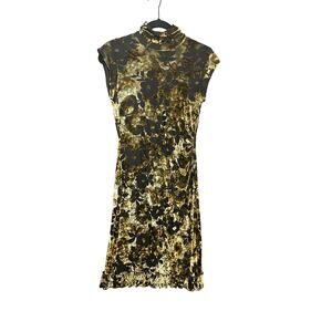 Moda International Y2K Burnout Velvet Dark Floral Midi Dress Women’s Size Small